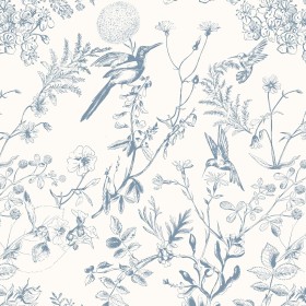 Timeet Papel pintado autoadhesivo azul pájaros planta 44 x 300 cm papel pintado autoadhesivo flores vintage papel pintado