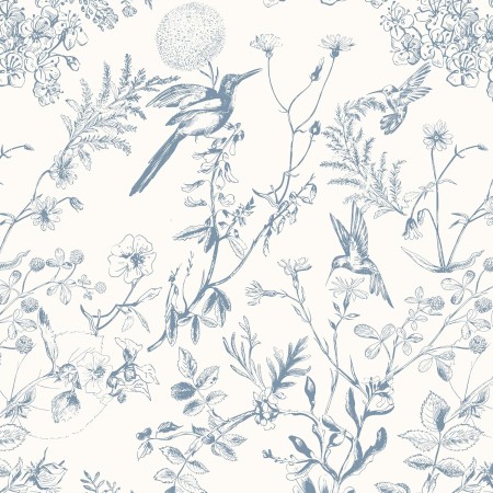 Timeet Papel pintado autoadhesivo azul pájaros planta 44 x 300 cm papel pintado autoadhesivo flores vintage papel pintado