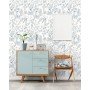 Timeet Papel pintado autoadhesivo azul pájaros planta 44 x 300 cm papel pintado autoadhesivo flores vintage papel pintado