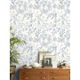 Timeet Papel pintado autoadhesivo azul pájaros planta 44 x 300 cm papel pintado autoadhesivo flores vintage papel pintado