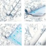 Timeet Papel pintado autoadhesivo azul pájaros planta 44 x 300 cm papel pintado autoadhesivo flores vintage papel pintado