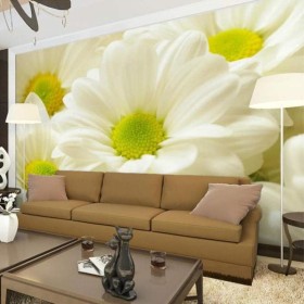 Mural De La Sala De Estar 3D Decoración Del Hogar Flor Blanca Dormitorio Sala De Estar Pegatina De Pared Moderna Papel