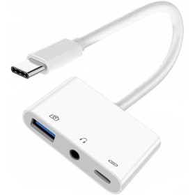 xiwai Hub USB C tipo C a audio AUX de 3,5 mm y USB 2.0 OTG hembra tipo A con adaptador de carga de alimentación PD, extensor USB