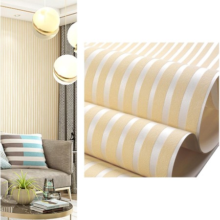 Huvqianu Papel pintado a rayas extraíble, papel pintado autoadhesivo a rayas, pelar y pegar, película decorativa de pared, papel