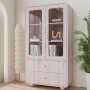 CRE8TIVE Papel pintado autoadhesivo con aspecto de madera, color rosa y blanco, aspecto de madera, papel pintado con textura