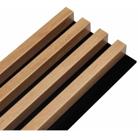 DECOON - Panel de paneles de madera 3D, decoración de roble sobre fondo rígido, color negro, 250 x 17,6 x 3-0,44 m²