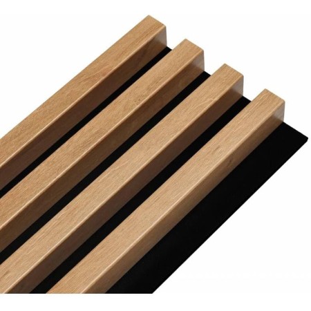 DECOON - Panel de paneles de madera 3D, decoración de roble sobre fondo rígido, color negro, 250 x 17,6 x 3-0,44 m²