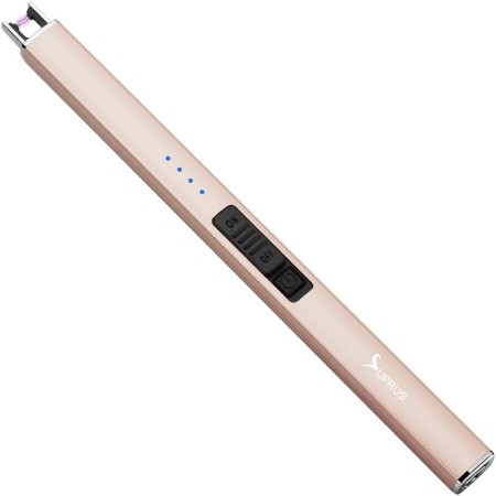 SUPRUS Mechero eléctrico con arco eléctrico, resistente al viento, sin llama, USB recargable, con candado de seguridad, para
