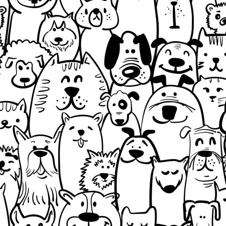 CiCiwind Papel pintado autoadhesivo de 44 cm × 3 m, papel pintado para habitación infantil, diseño de perro blanco y negro y