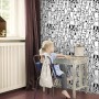 CiCiwind Papel pintado autoadhesivo de 44 cm × 3 m, papel pintado para habitación infantil, diseño de perro blanco y negro y