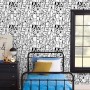 CiCiwind Papel pintado autoadhesivo de 44 cm × 3 m, papel pintado para habitación infantil, diseño de perro blanco y negro y