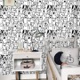 CiCiwind Papel pintado autoadhesivo de 44 cm × 3 m, papel pintado para habitación infantil, diseño de perro blanco y negro y