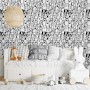 CiCiwind Papel pintado autoadhesivo de 44 cm × 3 m, papel pintado para habitación infantil, diseño de perro blanco y negro y