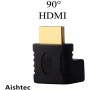 AISHTEC [2 Pack] Acoplamiento HDMI 1.4, Adaptador HDMI a HDMI Macho a Hembra en ángulo 90 Grados, Extensión HDMI Conector FullHD
