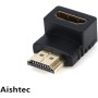 AISHTEC [2 Pack] Acoplamiento HDMI 1.4, Adaptador HDMI a HDMI Macho a Hembra en ángulo 90 Grados, Extensión HDMI Conector FullHD