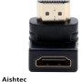 AISHTEC [2 Pack] Acoplamiento HDMI 1.4, Adaptador HDMI a HDMI Macho a Hembra en ángulo 90 Grados, Extensión HDMI Conector FullHD