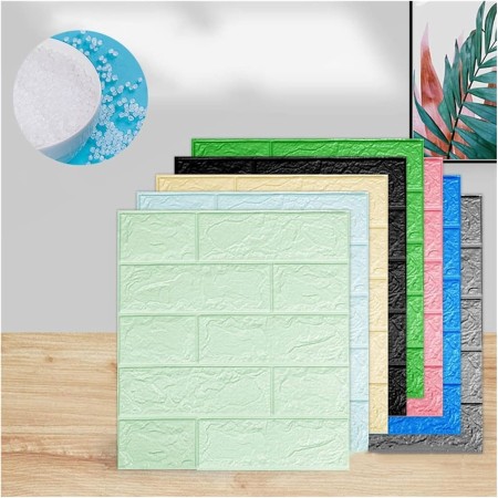 Papel de pared de ladrillo 3D, Paneles de pared autoadhesivos de 35 x 38,5 cm, revestimiento de pared 3D impermeable, despegable