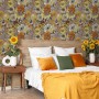 FunStick 44.5CMx9M Papel Pintado Autoadhesivo Pared Floral Amarillo y Naranja Vinilos para Armarios de Dormitorio Papel Adhesivo