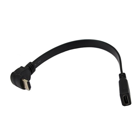 Cable de extensión HDMI de alta velocidad, A hembra a cable macho con ángulo de 90 grados, 30 cm, cable plano, de CERRXIAN.