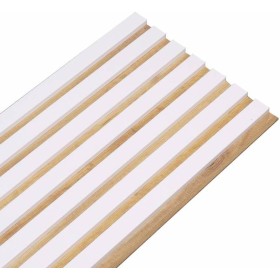 DECOON – Panel de pared listones madera rígida 250 x 30 x 1,4 cm – Decoración blanca y fondo roble – Revestimiento decorativo 3D