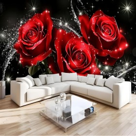 JSCWDET Papel Tapiz Fotográfico Remolino de purpurina Retro En Forma De Cubos 3D,Papel Tapiz Rosa roja Decoración De Paredes Del