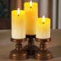 Lewondr Velas sin llama con candelabros, 3 Pack Pilar Led Velas parpadeantes con mecha 3D y Goteo Cera, Funcionan con Pilas