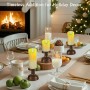 Lewondr Velas sin llama con candelabros, 3 Pack Pilar Led Velas parpadeantes con mecha 3D y Goteo Cera, Funcionan con Pilas