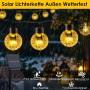 Guirnaldas Luces Exterior Solar, 12M 60 LED Guirnalda Luces Solares, IP65 Impermeable 8Modes Función Memoria Cadena de Luz Solar