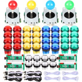 EG STARTS 4 Player Classic DIY Arcade Joystick Kit Parts USB Encoder para PC Juegos de Controles 4/8 Way Stick 5V led Botones