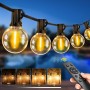 Cadena de Luces LED Exterior, 20M - 65FT Guirnalda Luces Exterior con Mando a Distancia & Regulables G40 Bombillas, IP44