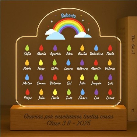 Transparent Gift Lámparas Personalizadas Corazones con Muñecos. Regalos Originales para Profesores. Lámpara Decorativa para