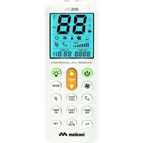 Meliconi AC 200 – Universal Remote Control for Air Conditioners, Compatible with Most Brands, Backlit Display, Torch Function,