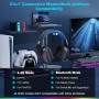 Fachixy Cascos Gaming Inalámbricos para PC, PS5, PS4, Auriculares Gaming Inalámbricos de 2,4GHz Wireless+Bluetooth - Baja