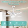 REYLAX Ventilador de Techo con Luz, 50cm E27 LED Lampara Ventilador 2000LM Regulable, 3 Temperaturas de Color, 6 Velocidades,