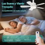 REYLAX Ventilador de Techo con Luz, 50cm E27 LED Lampara Ventilador 2000LM Regulable, 3 Temperaturas de Color, 6 Velocidades,