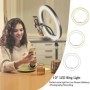 SH-Anillo de luz Led con trípode, lámpara regulable de 10 pulgadas y 2