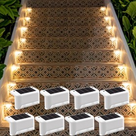 Liiisi 8 Unidades luz solar Escaleras, Decoracion terraza exterior, Luces Solares Escalones Exterior, Valla, Patio, Terraza,