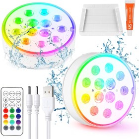 Czemo Luces para Piscina Sumergible Recargable Luces LED Piscina Desmontable con Mando a Distancia Luz Piscina Impermeable IP68