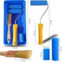 DAN&MAR® Kit Completo de Rodillo Azul para Muebles y Paredes. Incluye Cubeta + Rodillo de Espuma Azul pequeño para Esmalte