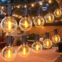 GPATIO Guirnalda Luces Exterior G40, 25FT/ 7.6M Girnaldas para jardín con 12+1 piezas de bombilla de plástico blanco cálido,