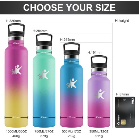 KollyKolla Botella Termica Niños 500ml, Botella Agua con Pajita, Fácil de Limpiar, Reutilizable, Cantimplora Termica, Sin BPA, a