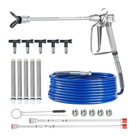 VEVOR Kit de Manguera y Pistola Pulverizadora de Pintura sin Aire de 3600 PSI con 5 Puntas, Kit de Pistola Pulverizadora Sin
