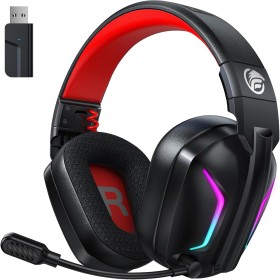 Fachixy Cascos Gaming Inalámbricos para PC, PS5, PS4, Auriculares Gaming Inalámbricos de 2,4GHz Wireless+Bluetooth - Baja