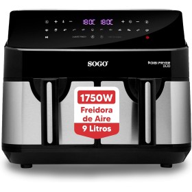 Sogo Air Fryer with 9L Capacity and 1750W Power - Air Fryer with 2 Compartments Ideal for Making Any Type of Food - Airfryer