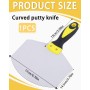 TPZORJX 1 espátula curvada para masilla, espátula para masilla espátula de acero inoxidable con mango de plástico para yeseros,