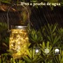 NEWYANG Lámparas de Exterior,Juego de 3 Luz Solar Jardín, 30 LED Impermeable Masón Luz Hada para Decoración Fiesta Balcón