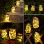 NEWYANG Lámparas de Exterior,Juego de 3 Luz Solar Jardín, 30 LED Impermeable Masón Luz Hada para Decoración Fiesta Balcón