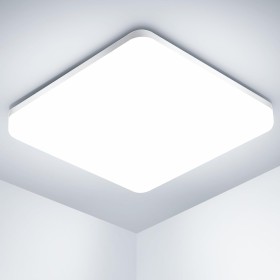OUILA Plafon LED Techo, 20W 2000LM 6500K, IP44 Blanco Frío Cuadrado Ultra Delgado Luz LED Techo Para Salon Baño Balcón
