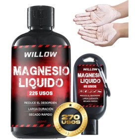 Willow ® Magnesio Líquido 250ML + 50ML | Magnesio Escalada | Tiza Líquida | Agarre Crossfit | Liquid Chalk | Calistenia Gym