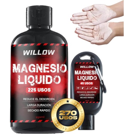 Willow ® Magnesio Líquido 250ML + 50ML | Magnesio Escalada | Tiza Líquida | Agarre Crossfit | Liquid Chalk | Calistenia Gym